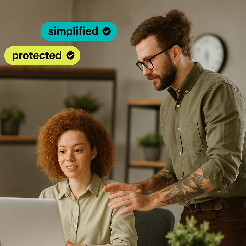 Team using a password manager on a laptop